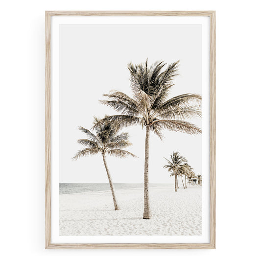 Tropical palm tree print for coastal homes. Add warm summer vibes to your space with this beach-inspired boho wall art. Framed or unframed options.