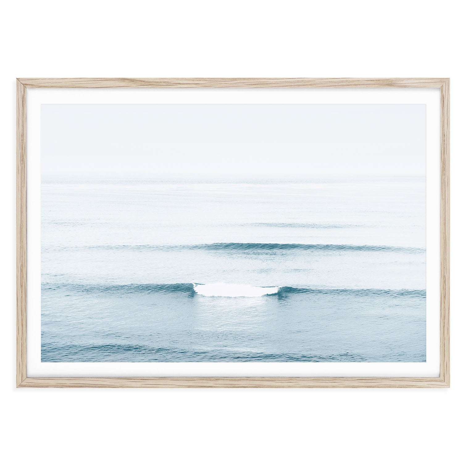 Blue ocean gentle waves fine art print featuring calm water, coastal wall art for serene beach-inspired decor