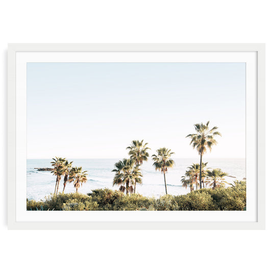 Laguna Beach shoreline with soft ocean waves and coastal scenery wall art print