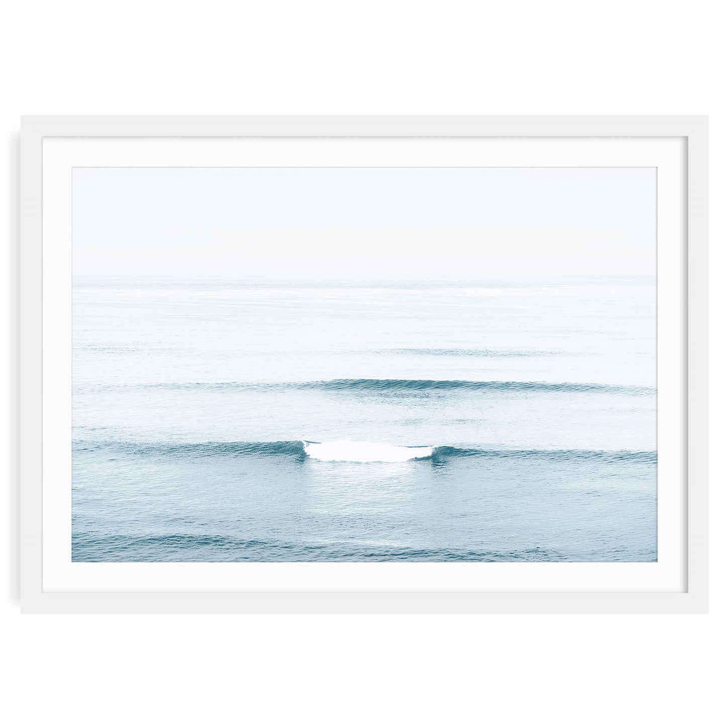 Blue ocean gentle waves fine art print featuring calm water, coastal wall art for serene beach-inspired decor