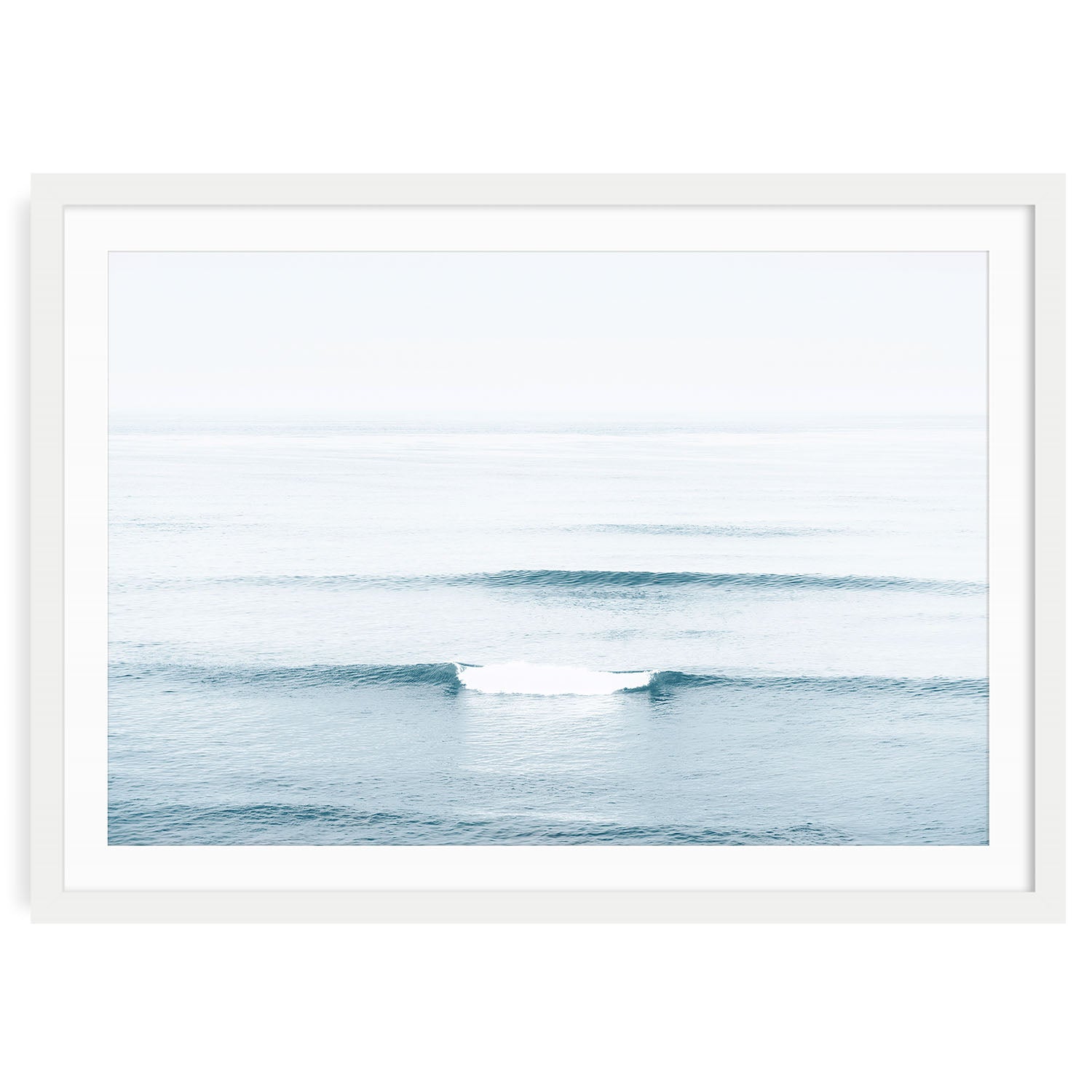 Blue ocean gentle waves fine art print featuring calm water, coastal wall art for serene beach-inspired decor