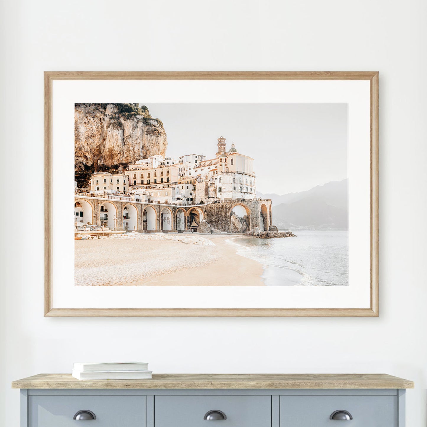 Framed Amalfi Coast fine art photography print showcasing Italian coastal decor