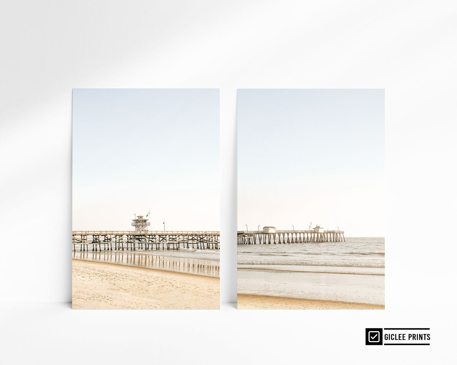 Unframed San Clemente Pier fine art print in neutral tones, beach photography print for wall decor
